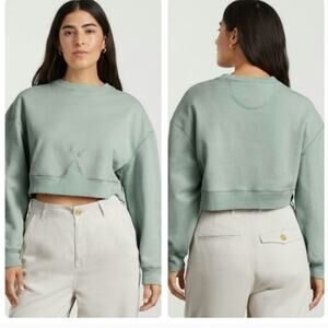 Everlane Sage Green Cropped Sweatshirt